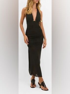 Caroline Constas Salma Halter Ruched Maxi Dress / Coverup